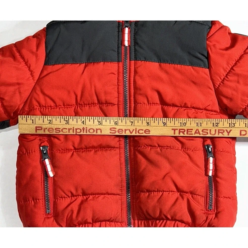 Oshkosh B'Gosh‎ Puffer Jacket 2T Red Gray Fleece Lined Jacket